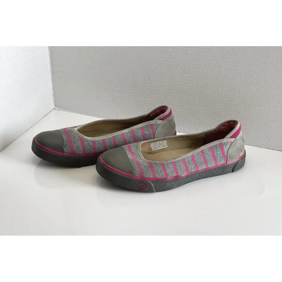 UGG Neema Women’s Size 10 Grey Pink Striped Ballet Flats Slip On Comfort Shoes - Picture 3 of 13